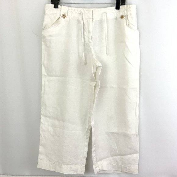 Merona Size 8 True White 100% Linen Cropped Pants NWT - Picture 1 of 7